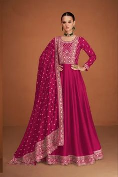 #salwarkameez #salwarsuit #shararasuit #designerdress #dress #dressforwomen #indiandress #indianoutfit #outfitoftheday #pakistanidress #pakistanidesigner #indaindesigner #palazzoset #3pcsset #palazzosuit #shararadress #dynabellaboutique #embroidereddress #haldioutfit #dressdesign2024 #girls #latestdesigns #pakistaniwedding #etsysale #etsyusa #etsyuk #dressinusa #freeshipping #dresses #bridesmaidsgift #weddingplanner #indianweddingdress #partywear #sangeetoutfit #weddingwear #Bridesmaidsdress #US Pink Anarkali Suits, Silk Anarkali Suits, Pink Anarkali, Silk Anarkali, Gown With Dupatta, Modest Evening Dress, Gown Party Wear, Lehenga Gown, Party Wear Gown