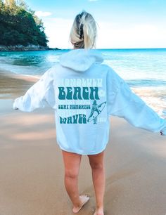 White Hoodie With Letter Print For The Beach, White Letter Print Hoodie For Beach, White Graphic Print Hoodie For Beach, White Letter Print Hoodie For Beach Season, White Graphic Print Beach Hoodie, White Letter Print Sweatshirt For Beach Season, Sweatshirt Svg, Honolulu Beach, Surfer Shirt