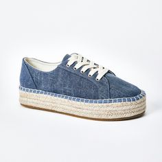 Chambray Espadrille Flatform Platform Sneakers. Size 8.5. Heel Height Is 1.5”. Brand New. Blue Platform Sneakers For Summer, Spring Slip-on Denim Sneakers, Denim Slip-on Sneakers For Spring, Spring Denim Sneakers With Round Toe, Denim Sneakers With Round Toe For Spring, Summer Low-top Denim Sneakers, Summer Denim Low-top Sneakers, Low-top Denim Sneakers For Summer, Denim Lace-up Sneakers For Summer