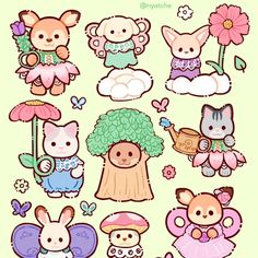 Calico Critter Art, Athstetic Crafts, Calico Critter Drawing, Calico Critters Drawing, Sylvanian Families Drawing, Inspiration Stickers, Disney Doodles, Calico Critters Families, Calico Critter