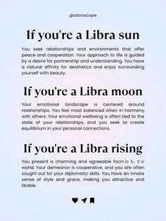 an advertisement with the words if you're a libra sun, if you're a libra moon, if you're a libra rising