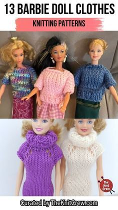 Barbie Doll Clothes, Barbie Doll Clothing Patterns, Barbie Outfits, Knitting Patterns Toys, Barbie Clothes Patterns, Doll Wardrobe