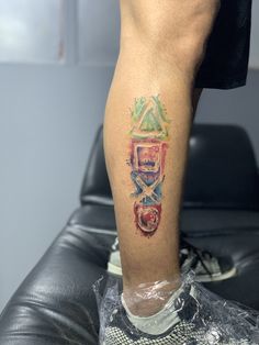 a person with a tattoo on their leg