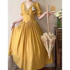 A classic dress that will make you look like a prestigious lady. The waist is high, giving you a beautiful silhouette. For the waist, you can choose between a wide corset or a narrow waist ribbon. The neckline is decorated with frills, and the flared skirt gives an elegant impression. 
 
 
 ＜Item＞ 
 
 Long length 
 Standard length 
 
 
 ＜Waist part＞ 
 
 Corset + waist ribbon 
 waist ribbon 
 
 
 ＜Size＞ 
 
 Long length 
 
 S size 
 
 Length: 125cm 
 Upper body length: 37cm 
 Shoulder width: 33cm Empire Waist Victorian Dress For Garden Party, Elegant Yellow Dress For Garden Party, Elegant Fitted Victorian Dress For Garden Party, Fitted Victorian Dress For Summer, Elegant Victorian Dress For Summer, Fitted Empire Waist Victorian Summer Dress, Spring Elegant Victorian Dress With Empire Waist, Spring Formal Victorian Dress With Fitted Bodice, Fitted Victorian Dress For Summer Formal Events