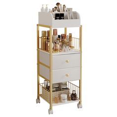 PRICES MAY VARY. Newest Floor Makeup Organizer : This makeup organizer with open spaces and storage drawers is designed to keep the skin care products, cosmetics, makeup accessories, hair tools, bags organized. It can be fixed beside bathroom vanity and bedroom dresser , home organization Large Capacity, Classified Storage : The interior of the makeup cabinet is designed with various partitions and compartments, which can be reasonably classified according to the type and size of your items, mak Makeup Vanity Organizer, Storage With Drawers, Makeup Storage Drawers, Makeup Stand, Vanity Organizer, Elegant Vanity, Makeup Organization Vanity, Closet Decor, Cosmetic Display