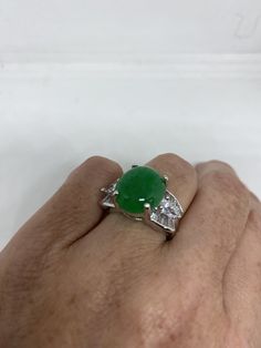 Vintage Lucky Green Nephrite Jade ring Large green nephrite jade Ornate German Silver Vintage ring, does not tarnish, NOT sterling Sizes 6, 6.5, 7,7.5 My jeweler can custom re size for a $10-$20 fee All rings are shipped free in the US in a nice gift box. Check out our over a THOUSAND great reviews Engraving is $4 per letter and is not always perfect depending on the piece. It can take a few days if the jeweler is busy. This is payable to Paypal Judithsltd@gmail.com Drip Drop, Lucky Green, Nephrite Jade, Jade Ring, German Silver, Vintage Heart, Heart Locket, Vintage Jewels, Vintage Ring