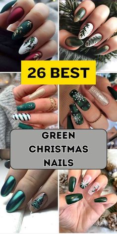 Green Tip French Manicure, Red White Green Christmas Nails, Grinch Gel Nail Designs, December Nails Chrome, Chrome Green Christmas Nails, Green And Gold Winter Nails, Black Green Gold Nails, Christmas Chrome Nails Designs, Christmas Nail Gel Designs