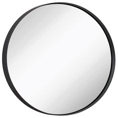 a round mirror on a white background with black trim around the edges and bottom edge