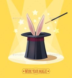 rabbit ears sticking out of a magician's top hat - miscellaneous objects / characters