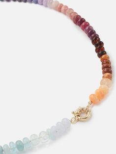 The Encirkled Ocean Sunset Gemstone Beaded Necklace is a cult favorite- the ultimate addition to your neck stack. This piece includes a calming and cool palette of blue, amber, and neutral gemstones featuring a 14k spring ring closure, that is perfect for displaying your favorite charms. 8mm assorted gemstones that may include amber, amethyst, aquamarine, carnelian, chalcedony, chocolate moonstone, hessonite, peach moonstone, Peruvian opal, rhodochrosite, rose quartz, ruby, sapphire, strawberry Amber Gemstone Beads Rondelle Jewelry, Amber Rondelle Gemstone Beads Jewelry, Neck Stack, Cool Palette, Blue Amber, Peruvian Opal, Blue Goldstone, Gemstone Beaded Necklace, Ocean Sunset