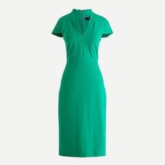 J Crew Nwt Sz 6 Green Bi Stretch Cotton V Neck Midi Sheath Dress Orig $168 Fitted Green Midi Dress For Workwear, Fitted Cocktail Dress With Notched Neckline, Classic Green Workwear Dress, Classic Green Dress For Workwear, Classic Green Dress For Work, Fitted Dress With Notched Neckline For Work, Classic Green Midi Dress For Work, Green Fitted Dress For Work, Fitted Green Dress For Workwear