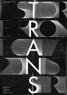 a black and white poster with some type of typogramm on the front