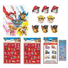 the paw patrol party pack includes stickers and decorations