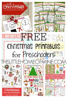 the free christmas printables for preschoolers to use on their homeschool