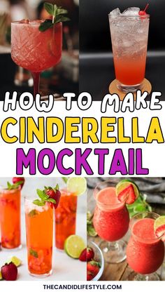 Perfect Cinderella Mocktail Simple Mocktail Recipe, Fruity Drinks Non Alcoholic, Easy Non Alcoholic Drinks, Summer Mocktail, Summer Mocktails, Easy Mocktail Recipes, Fresh Fruit Juice, Alcoholic Drink