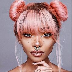 Gold Septum Jewelry  Gold Nose Ring  Lace Septum Ring Pink Hair Extensions, Pastel Pink Hair, Septum Jewelry, Pastel Hair, Grunge Hair, Hair Color Trends, How To Draw Hair, Hair Extension