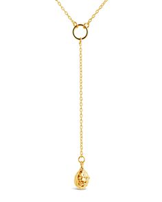 This glam lariat necklace is sure to be the perfect finishing touch to any outfit! Available in silver and gold tones, this necklace features a bold textured charm at the end of a dainty chain. Adjustable for a perfect fit. Materials: 14K gold or rhodium plated brass Features: Measures 16" with 2" extender, 2" drop, 0.5" pendant, 0.3" O ring, 1mm chain, Lead & Nickel free, lobster clasp Gold-tone Lariat Necklace With Lobster Clasp, Elegant Lariat Charm Necklace With Chain, Gold Plated Long Drop Necklace, Elegant Lariat Charm Necklace, Gold-tone Lariat Necklace With Adjustable Chain, Gold Lariat Necklace With Lobster Clasp, Lariat Necklace With Detachable Pendant As Gift, Elegant Gold Lariat Necklace With Lobster Clasp, Pendant Lariat Necklace With Chain For Gifts