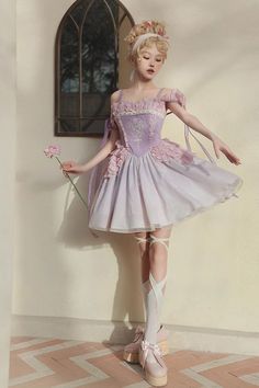 Purple Fairycore Dress, Midsummer Dream, Grunge Dress 90s, Heaven's Gate, Fairycore Coquette, 파티 드레스, Tea Party Dress, Y2k Dresses, Elegant Embroidery