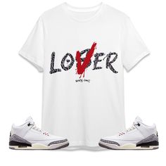 Loser Lover Unisex Shirt Match Jordan 3 White Cement Reimagined Made to match your sneakers! * SHOES NOT INCLUDED *  Regular fit Runs true to size 100% cotton Tracking information included! The screen on your device (computers, phone, and tablet, etc.) may display different colors and saturations from the actual garment. Also, the item colors may not be as saturated in person as they are displayed on your screen right now. We do our best to match our shirts as much as possible. ** Care Instructi Casual Cotton Low-top Tops, Jordan 3 White Cement Reimagined, White Cement Reimagined, Jordan 3 White Cement, Air Jordan Retro 9, White Cement, Jordan 3 Retro, Sneaker Match Tees, Air Jordan 3 Retro