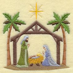 a nativity scene with the birth of jesus