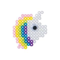 an image of a rainbow fish made out of plastic pegs on a white background