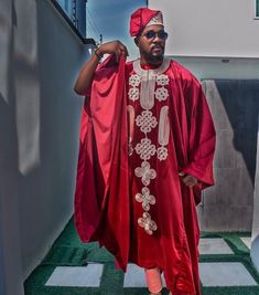 a man wearing a red and white outfit