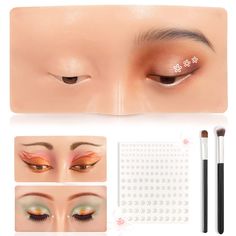 PRICES MAY VARY. 1.【The Perfect Aid to Practicing Makeup】You will get a silicone makeup practice face,2 makeup brushes and 1sheet pearl stickers(165pcs) (Other brands only have makeup practice face). This makeup practice mask can be used for face painting, eye makeup practice, eyelash grafting, thrush and more. 2.【Realistic Appearance】The makeup practice board is made of premium silicone, which is soft, smooth, no weird smell, simulating real skin texture. The more eyes makeup practice you do, t Real Skin Texture, Makeup Practice Board, Makeup Mannequin, Makeup Practice, Gifts For Makeup Lovers, Makeup Training, Learn Makeup, Face Kit, Silicone Makeup