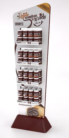 a display case with many different types of condiments on it's sides