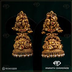 Nagas Jhumka, Gold Jumkas Design Latest, Nakshi Jhumkas, Temple Jewellery Jhumkas, Temple Earrings, 2024 Gold, Gold Jhumkas, Ear Tops