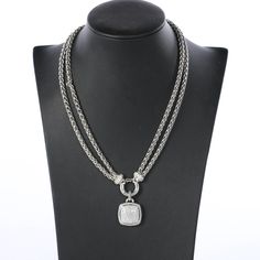 David Yurman Sterling Silver Diamond Pave Albion Pendant, 17mm On Sterling Silver Double Wheat Chain Necklace With Diamonds, 4mm - 18" ***No Kink In Chain*** Pendant: Sterling Silver Pav-Set Diamonds, 1.55 Total Carat Weight Pav Plate, 17mm Pendant, 21.4mm Total Length, 31.2mm Chain: Sterling Silver Pav-Set Diamonds, 0.22 Total Carat Weight Circle, 18mm Chain, 4mm Push Clasp **This Is A Pre-Owned Piece. We Try Our Best To Accurately Portray Each Piece In Our Photos, Including Any Flaws, But It's Luxury White Chain Necklace For Formal Occasions, Luxury Silver Wheat Chain Necklace, Elegant White Gold Wheat Chain Necklace, Formal White Box Chain Necklace, Formal White Silver Chain Necklace, Necklace With Diamonds, David Yurman Jewelry, Chain Pendant, David Yurman