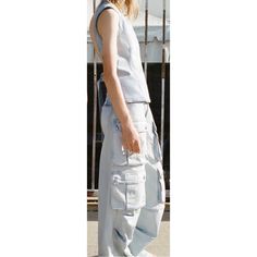 The Multi-Pocket Cargo In Bleach Blue; Mid-Rise; Baggy; Relaxed Fit; Large Flap Patch Pockets With Metallic Buttons; Zip & Button Closure Loops; Wide Leg; Washed Look; **Brand New** Smoke Free/Pet Free Home Outer Shell 99% Cotton. 1% Elastane Zara Jeans, Flare Jeans, Patch Pocket, Mid Rise, Bleach, Wide Leg, Women Jeans, Zara, Relaxed Fit