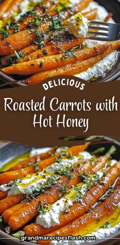 delicious roasted carrots with hot honey and goat cheese are the perfect side dish or appetizer