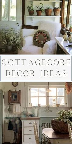 two pictures with the words cottage decor ideas