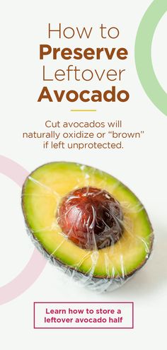 an avocado with the words how to preserve leftover