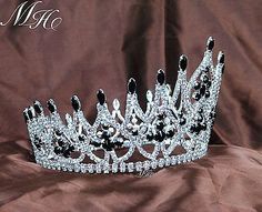 Black Wedding Bridal Tiaras Crowns Crystal Rhinestone Diadem Pageant Party Prom Black Quince Crown, Bridal Tiaras, Crown Hat, Black Stones, Magical Jewelry