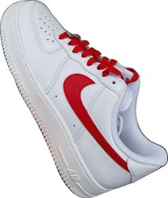 Casual Red Nike Air Force 1 For Sports, Red Nike Air Force 1 Sports Shoes, Tie Sneakers, Air Force 1, Air Force, Force, Ships, Collage, Sneakers