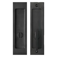 two black door handles on an isolated white background