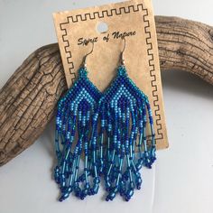 Blue Boho Dangle Beaded Earrings. Nwt. Never Worn. Perfect For Special Occasion Or Everyday Wear Adjustable Blue Beaded Fringe Earrings, Blue Beaded Fringe Jewelry For Beach, Adjustable Beaded Blue Earrings, Adjustable Blue Beaded Earrings, Blue Beaded Teardrop Chandelier Earrings, Blue Beaded Fringe Earrings For Beach, Blue Adjustable Beaded Earrings For Pierced Ears, Adjustable Blue Beaded Earrings For Pierced Ears, Blue Beaded Fringe Dangle Earrings