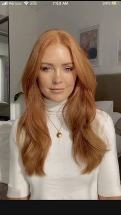 Dyed Ginger Hair Strawberry Blonde, Strawberry Blonde Wedding Hair, Natural Looking Ginger Hair, Golden Amber Hair, Blonde To Orange Hair, Light Amber Hair Color, Red Head Curtain Bangs, Red Blonde Hair Balayage, Orange Hair Natural