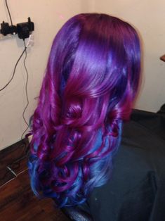 Blue To Purple Ombre Hair, Purple Blue Hair, Blue Tips Hair, Haircut Aesthetic, Blue Purple Hair, Types Of Hair Color, Dramatic Hair