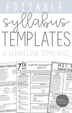 the editable syllabus templates for 3 - clean lines