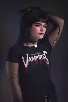 "Sorry, I only date VAMPIRES." You've now found the staple t-shirt of your wardrobe. It's made of 100% ring-spun cotton and is soft and comfy. The double stitching on the neckline and sleeves add more durability to what is sure to be a favorite!   * 100% ring-spun cotton * Sport Grey is 90% ring-spun cotton, 10% polyester * Dark Heather is 65% polyester, 35% cotton * 4.5 oz/yd² (153 g/m²) * Pre-shrunk * Shoulder-to-shoulder taping * Quarter-turned to avoid crease down the center * Blank product sourced from Bangladesh, Honduras, Haiti, Mexico, or Nicaragua Goth Lesbian, Vampire T Shirt, Michael Meyers, Bat Shirt, Goth Shirt, Tshirt Outfit, Cute Goth, Ghost Shirt, Hunting Shirts