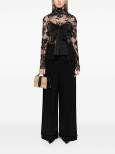 ZIMMERMANN Illustration Blouse | Black | FARFETCH Formal Long Sleeve Lace Top For Fall, Chic Formal Long Sleeve Lace Top, Evening Tops With Lace Cuffs For Fall, Fall Evening Tops With Lace Cuffs, Chic Long Sleeve Lace Top For Formal Occasions, Lace Cuffs Evening Tops For Fall, Chic Formal Blouse With Lace Patchwork, Evening Lace Patchwork Long Sleeve Top, Chic Formal Lace Top With Lace Patchwork