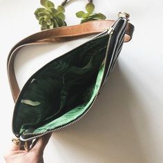 More info to come Boho Keychain, Floral Interior, Leather Fanny Pack, Zippered Tote, Banana Leaf, Crossbody Strap, Front Zipper, White Stripe, Crossbody Bag