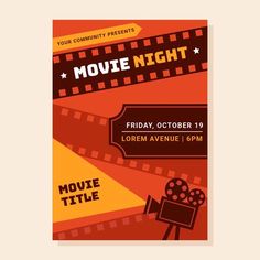 Movie Night Poster Movie Screening Poster, Cinema Idea, Idea Logo, Night Bar, Festival Inspo, Graphic Design Infographic