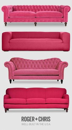 three different pink couches with the same color