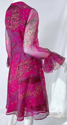 1960s Oscar de la Renta Pink Heart and Flower Print Vintage 60s Silk Dress For Sale at 1stDibs | oscar de la renta floral dress, oscar de la renta midi dress, oscar de la renta pink dress 1970s Pink Long Sleeve Dress, Long Sleeve Silk Dress, Dress For, Silk Cocktail Dress, Oscar Dresses, Halter Gown, Black Dress With Sleeves, Poppy Print, Couture Details