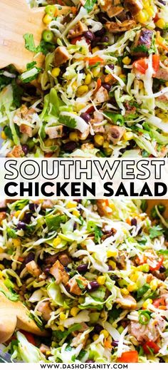 this southwest chicken salad is loaded with lots of fresh ingredients and it's ready to be eaten