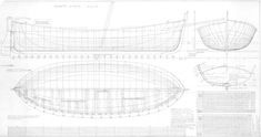 the plans for a wooden boat are shown in black and white, with blueprints