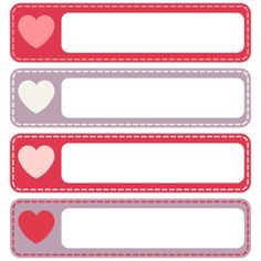 three labels with hearts on them for valentine's day